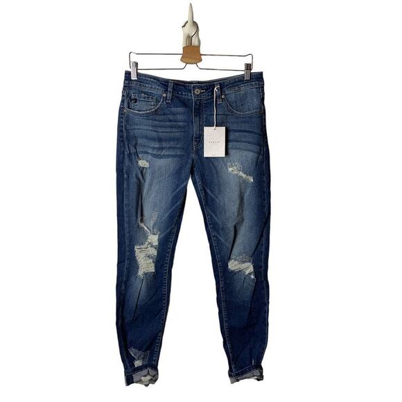 NWT KanCan 13/30 Karen-Lily Dark Wash Blue KC8320D Distressed Ankle Skinny Jean - Picture 2 of 11